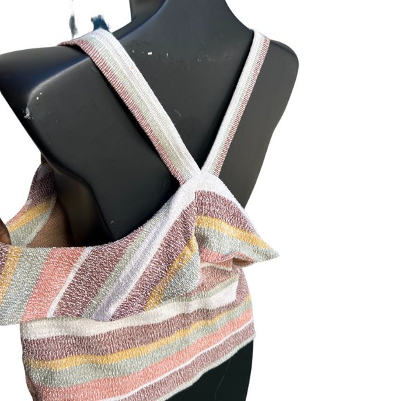 Madewell Texture & Thread Crop Ruffle Tie-Front Tank Multi Thick Straps Size L - Picture 5 of 9